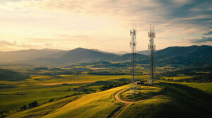 nbn Fixed Wireless towers overlooking regional farmland, representing rural broadband coverage and real world internet speed performance.